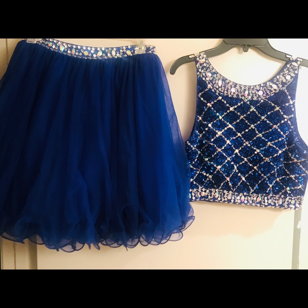Royal Blue 2 piece formal dress